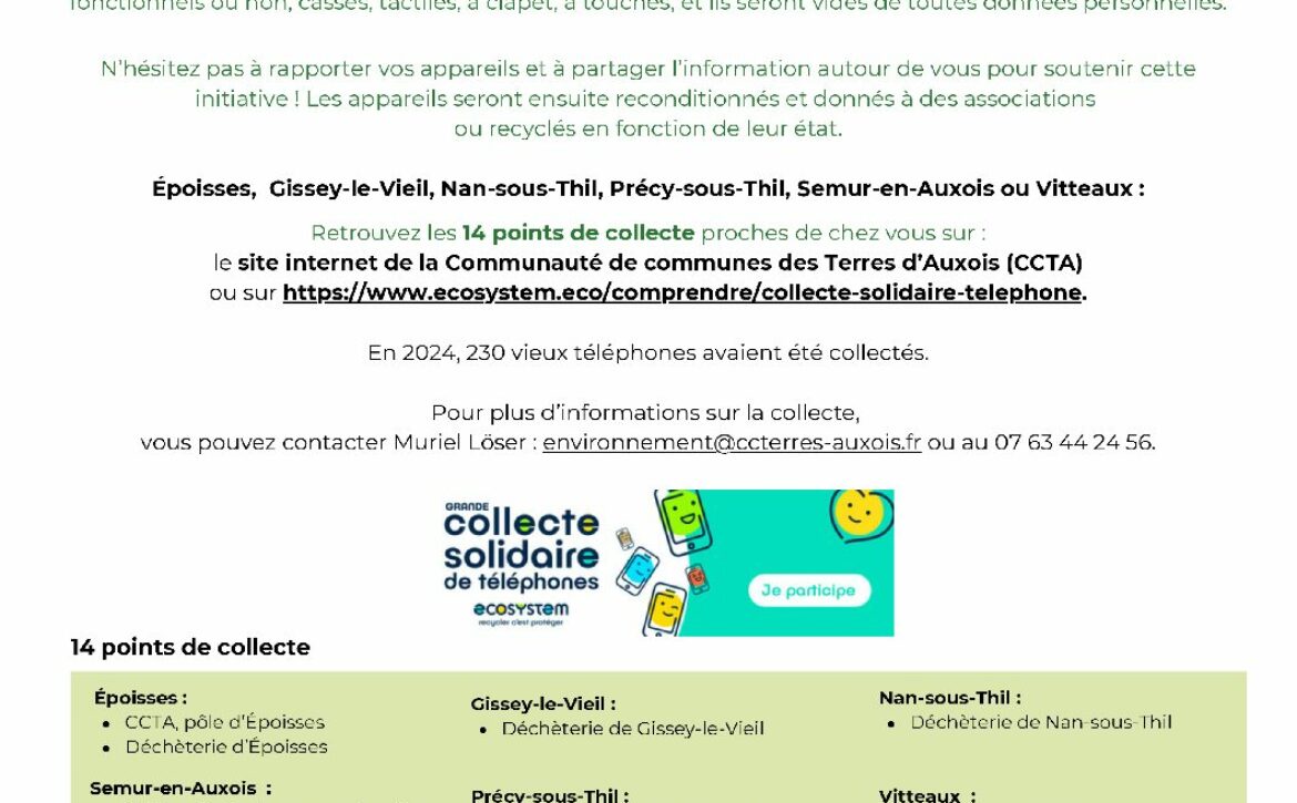 POINT DE COLLECTE – GRANDE COLLECTE SOLIDAIRE TELEPHONE ECOSYSTEM 2025