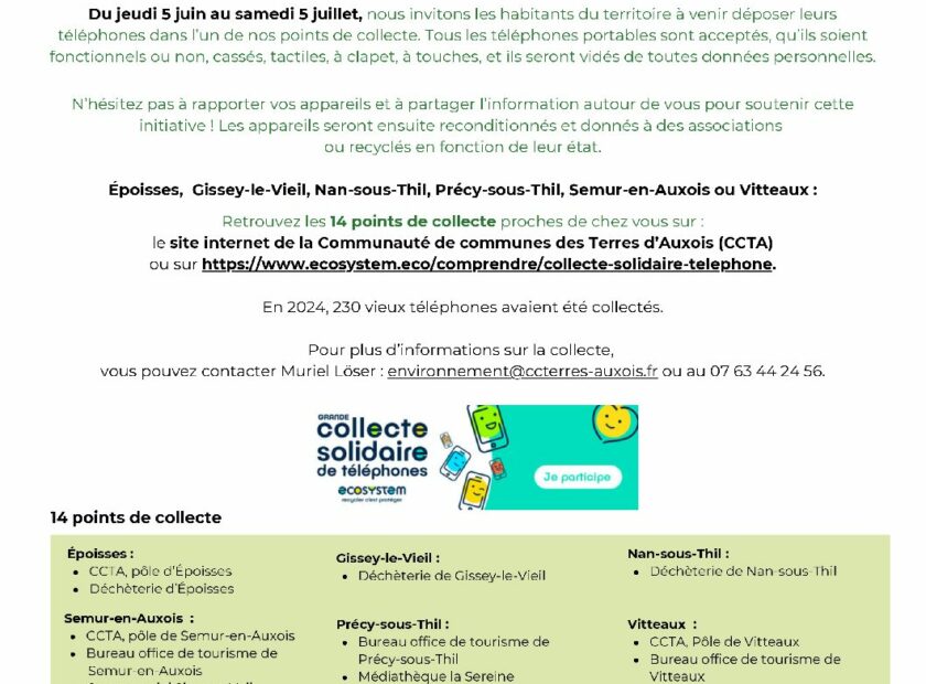 POINT DE COLLECTE – GRANDE COLLECTE SOLIDAIRE TELEPHONE ECOSYSTEM 2025
